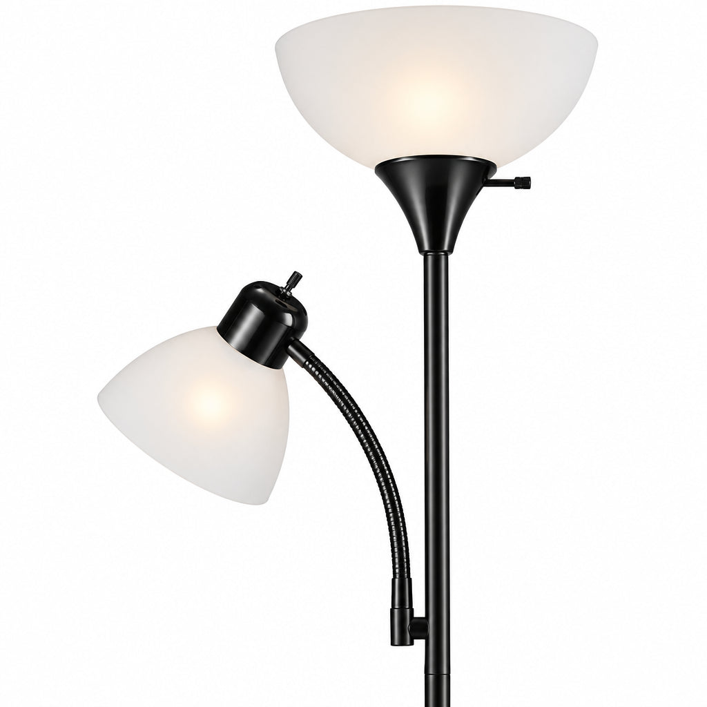 Aura Matte Black Torchiere Floor Lamp