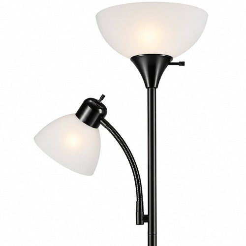 Aura Matte Black Torchiere Floor Lamp